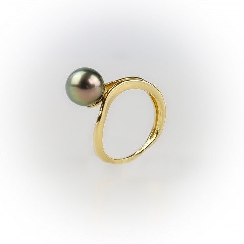 0.37 ct Diamond 11-11.5 mm Peacock Tahitian Pearl Classic Ring 18k Gold |  pearlvogue.com