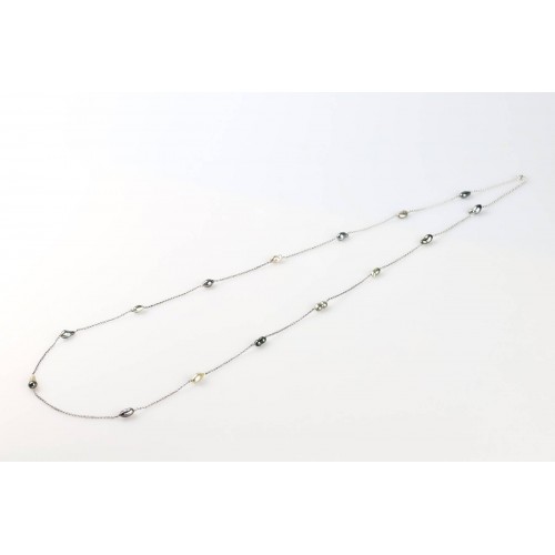 Collier argent, 15 Keshis...