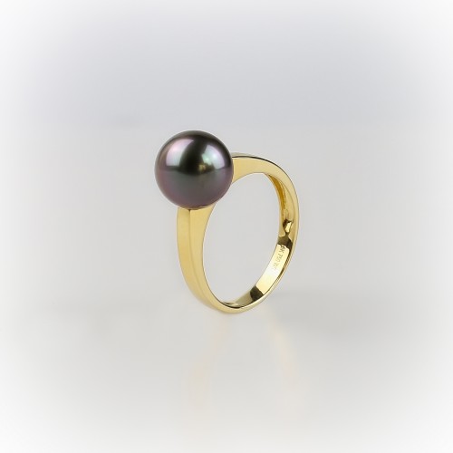 Bague or jaune 18K et perle...