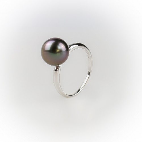 Jonc fin en or gris 18K et...