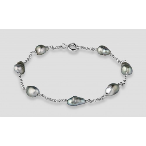 Bracelet argent  7 Keshis...