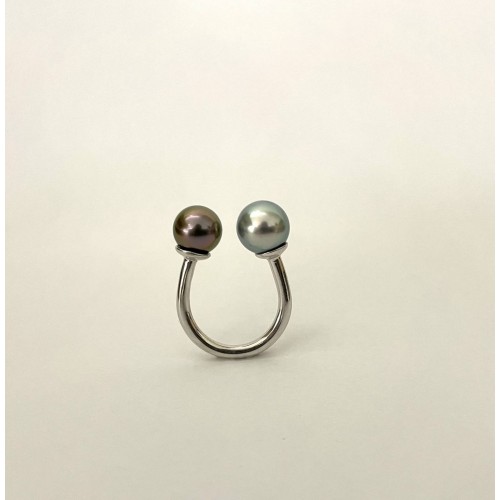 Bague argent "DUO" 2 perles...